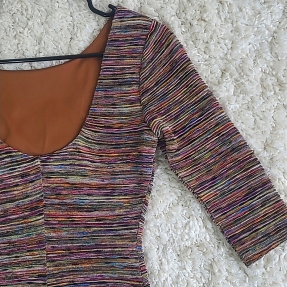 As U Wish Rainbow Space-Dye Scoop Back Bodycon Mini Dress | Women’s Small - Picture 11 of 16